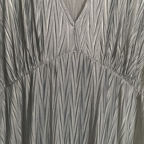 Eloquii NEW Caftan dress SZ 22 navy chevron pleating maxi v neck empire waist - Picture 9 of 10